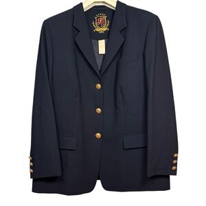 VINTAGE MONDI Women's Navy Suit Blazer Single Breasted, Gold Hardware, Size